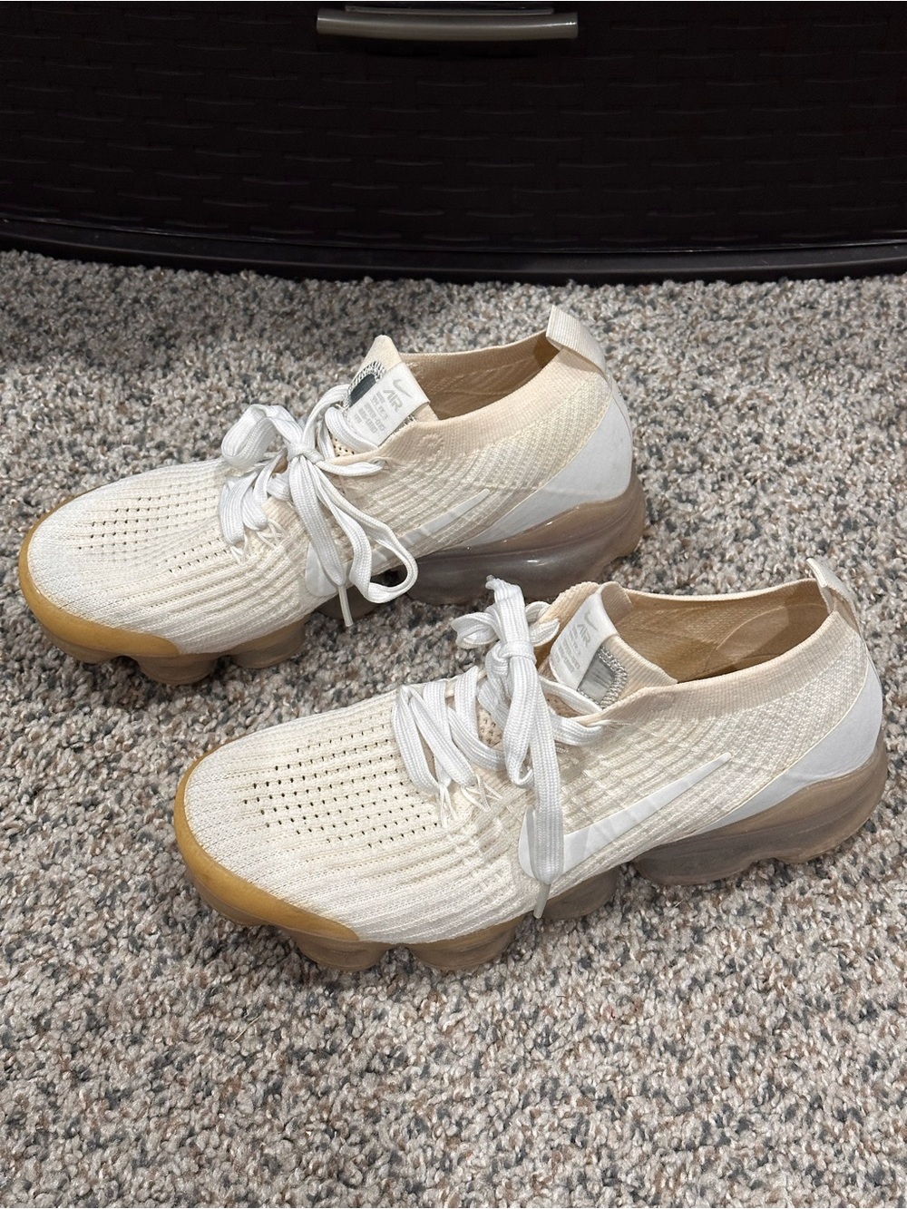 Nike Women’s Knit Lace-Up Sneakers in Cream with Gum Sole